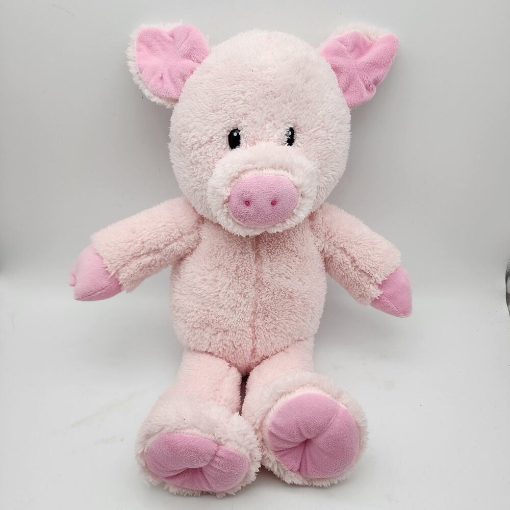 Teddy Mountain Pig Plush Stuffed Animal Toy 16" Fuzzy Pink Fur Flat Eyes 2024